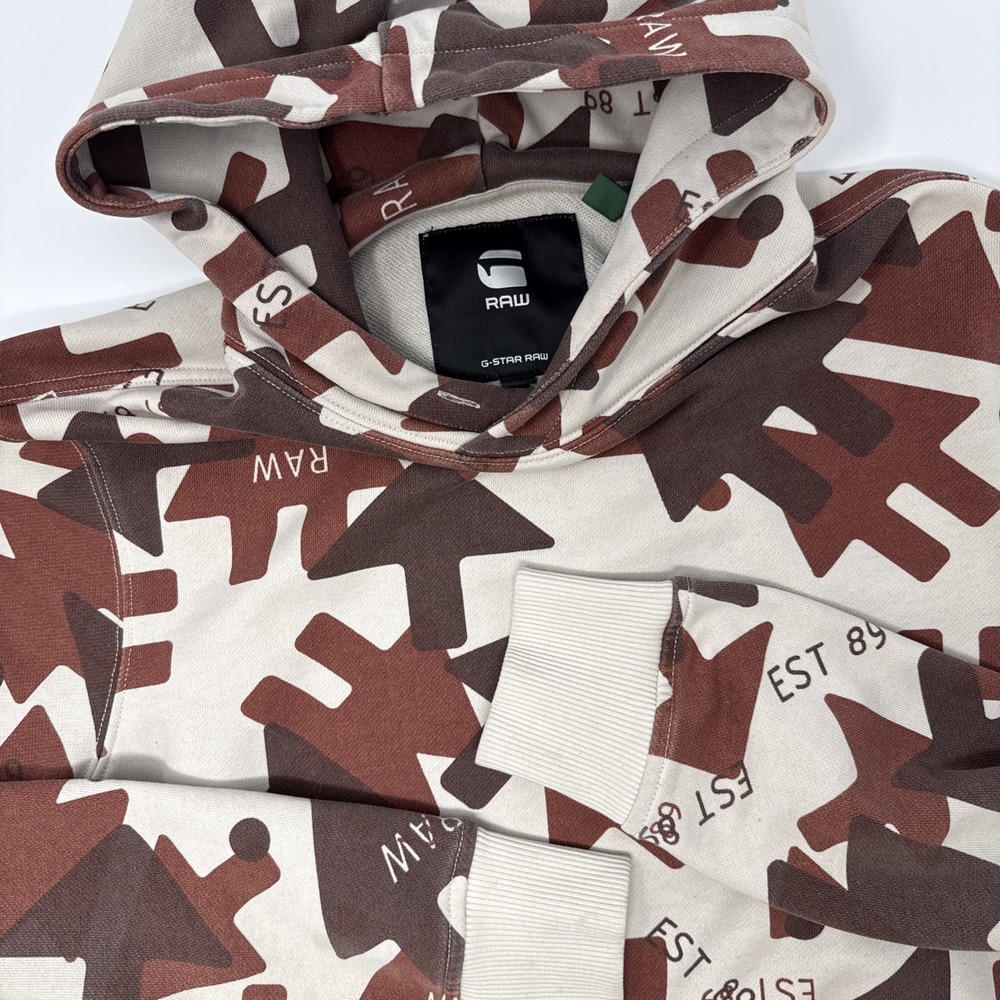 G-Star Raw Arrow Camo HDD SW Hoodie Mens Small Brown Cream D21160-C365-D109